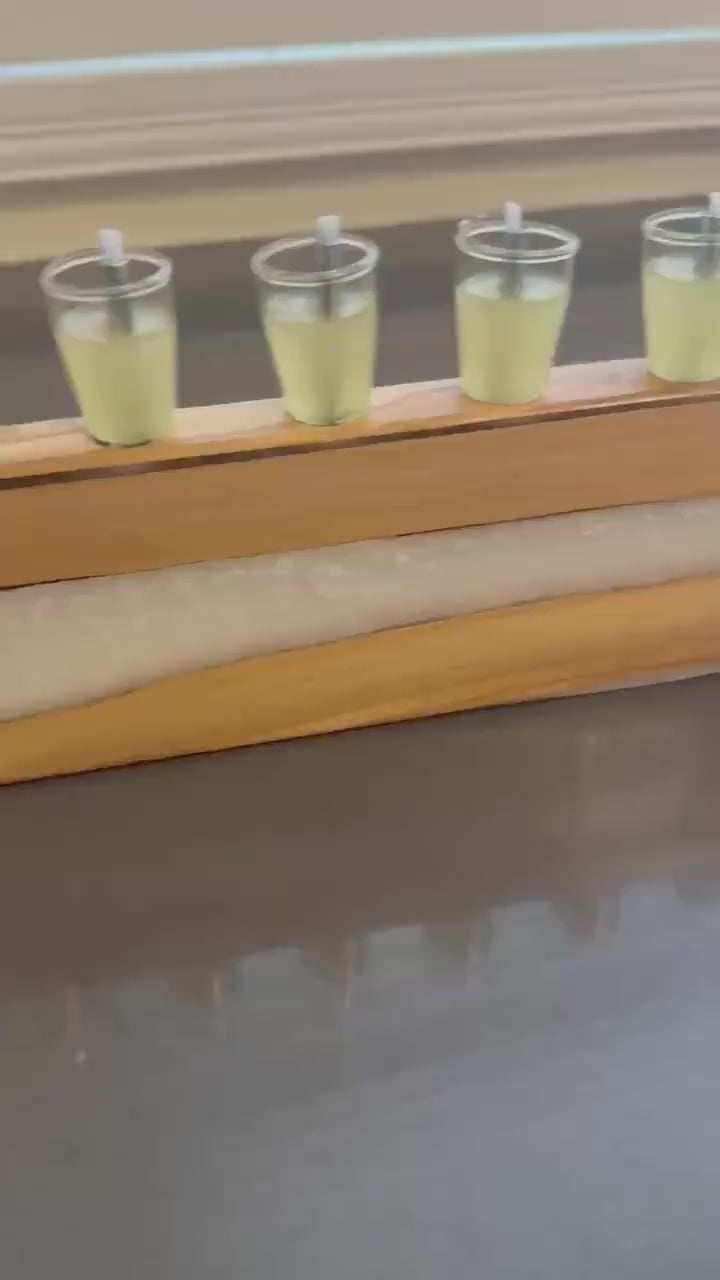 Olive Wood and Resin Chanukah Menorah | Handmade Hanukkah Judaica | Modern Jewish Home Gift