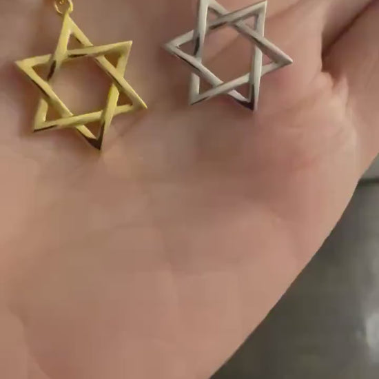 14K Gold Plated Sterling Silver Star of David Necklace: Unisex Judaica