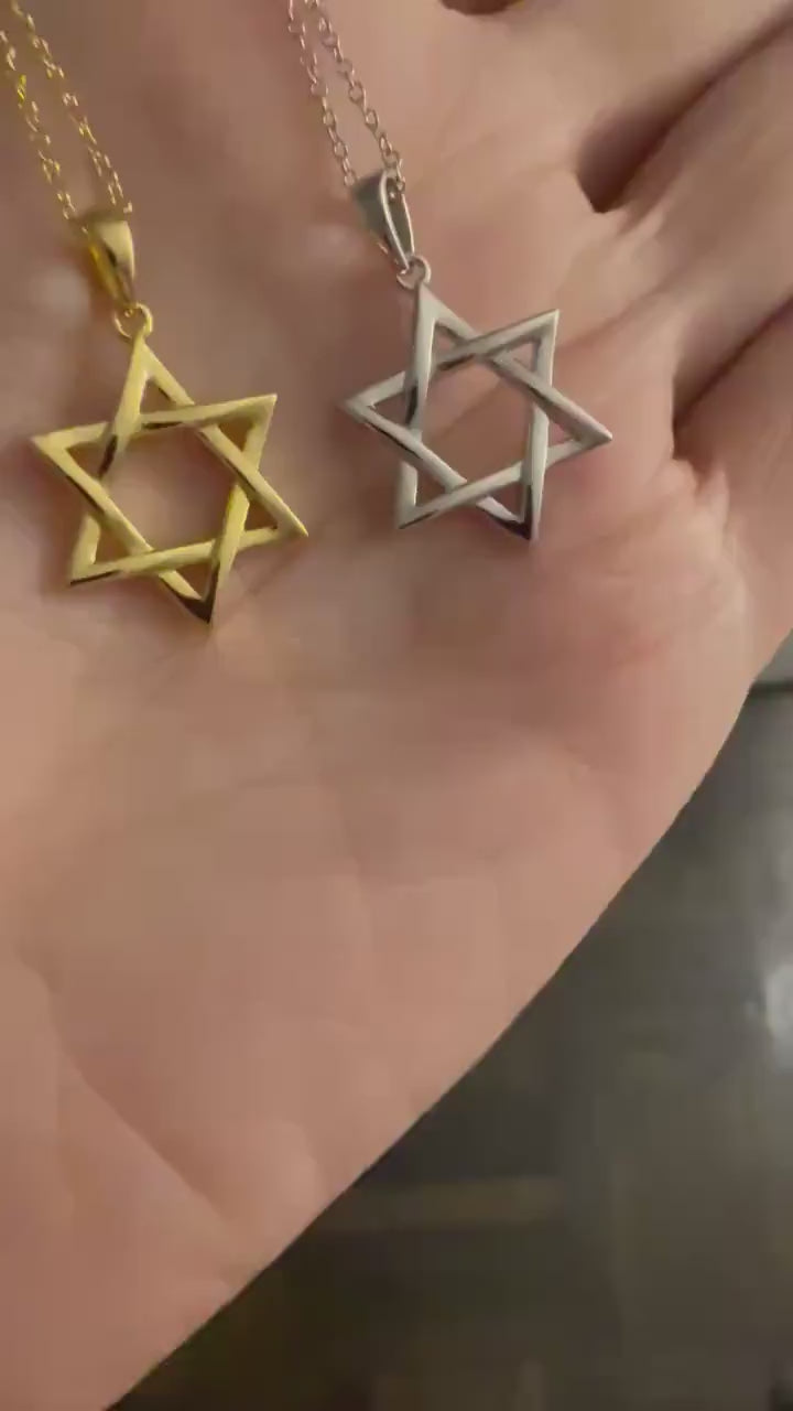 14K Gold Plated Sterling Silver Star of David Necklace: Unisex Judaica